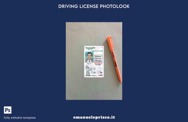 Patente di guida USA Mississippi stile verificato secondo il modello FRONTALE ph